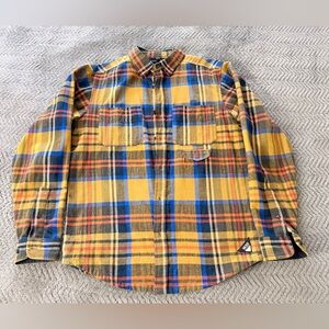 10 Deep 
Orange, blue and Tan Plaid Men's Shirt